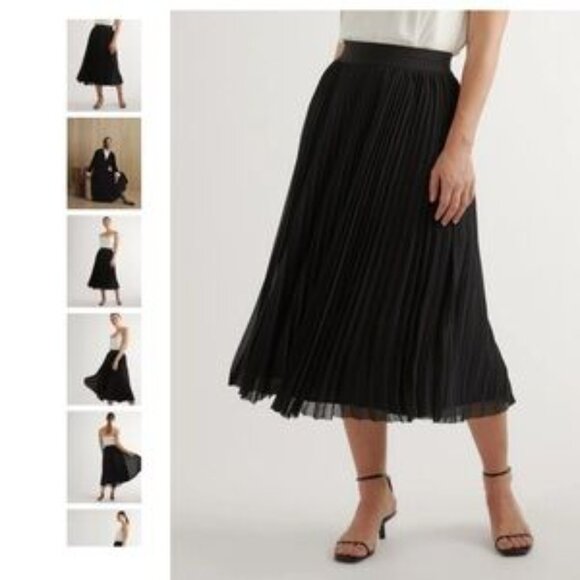 Womans Quince Chiffon Pleated Midi Skirt / Black / Size S - Picture 8 of 8
